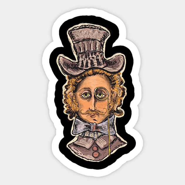 Cute and fashionable steampunk man with top hat Sticker by JDawnInk